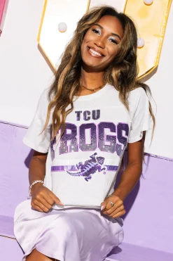 Licensed Grey 'Texas Christian Frogs' Vintage Tee