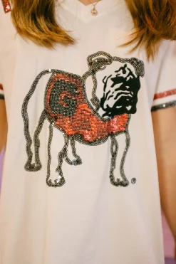 Licensed Kids White Sequin Georgia Bulldog Jersey Tee