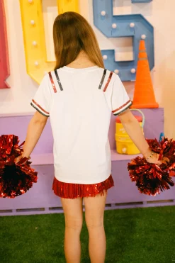 Licensed Kids White Sequin Georgia Bulldog Jersey Tee