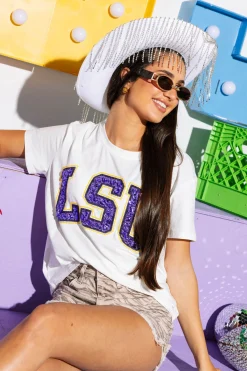 Licensed LSU Jeweled Letter Tee