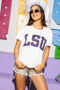 Licensed LSU Jeweled Letter Tee