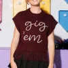 Licensed- Maroon 'Gig Em' Fringe Sweater Vest