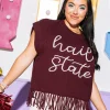 Licensed- Maroon 'Hail State' Fringe Sweater Vest