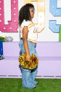 Licensed- Orange & White Tennessee Striped Short Sleeve Top