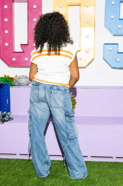 Licensed- Orange & White Tennessee Striped Short Sleeve Top