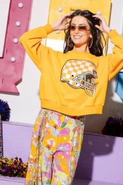 Licensed- Orange Tenn Checkered Helmet Sweatshirt