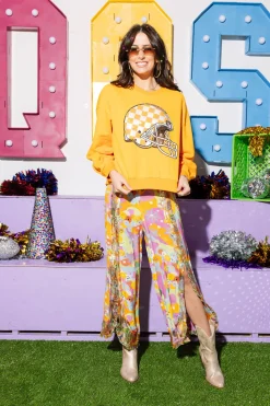 Licensed- Orange Tenn Checkered Helmet Sweatshirt