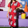 Licensed Red Sequin Georgia Bulldog Head Midi Tee Dress