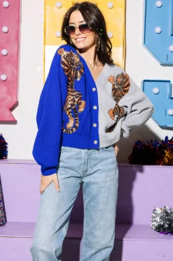 Licensed- Royal & Grey Tiger Cardigan