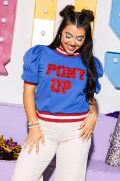 Licensed Royal & Red Poof Sleeve 'Pony Up' Short Sleeve Top