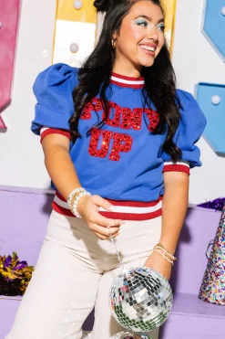 Licensed Royal & Red Poof Sleeve 'Pony Up' Short Sleeve Top