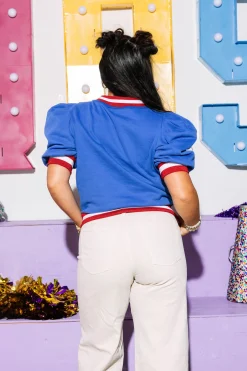 Licensed Royal & Red Poof Sleeve 'Pony Up' Short Sleeve Top