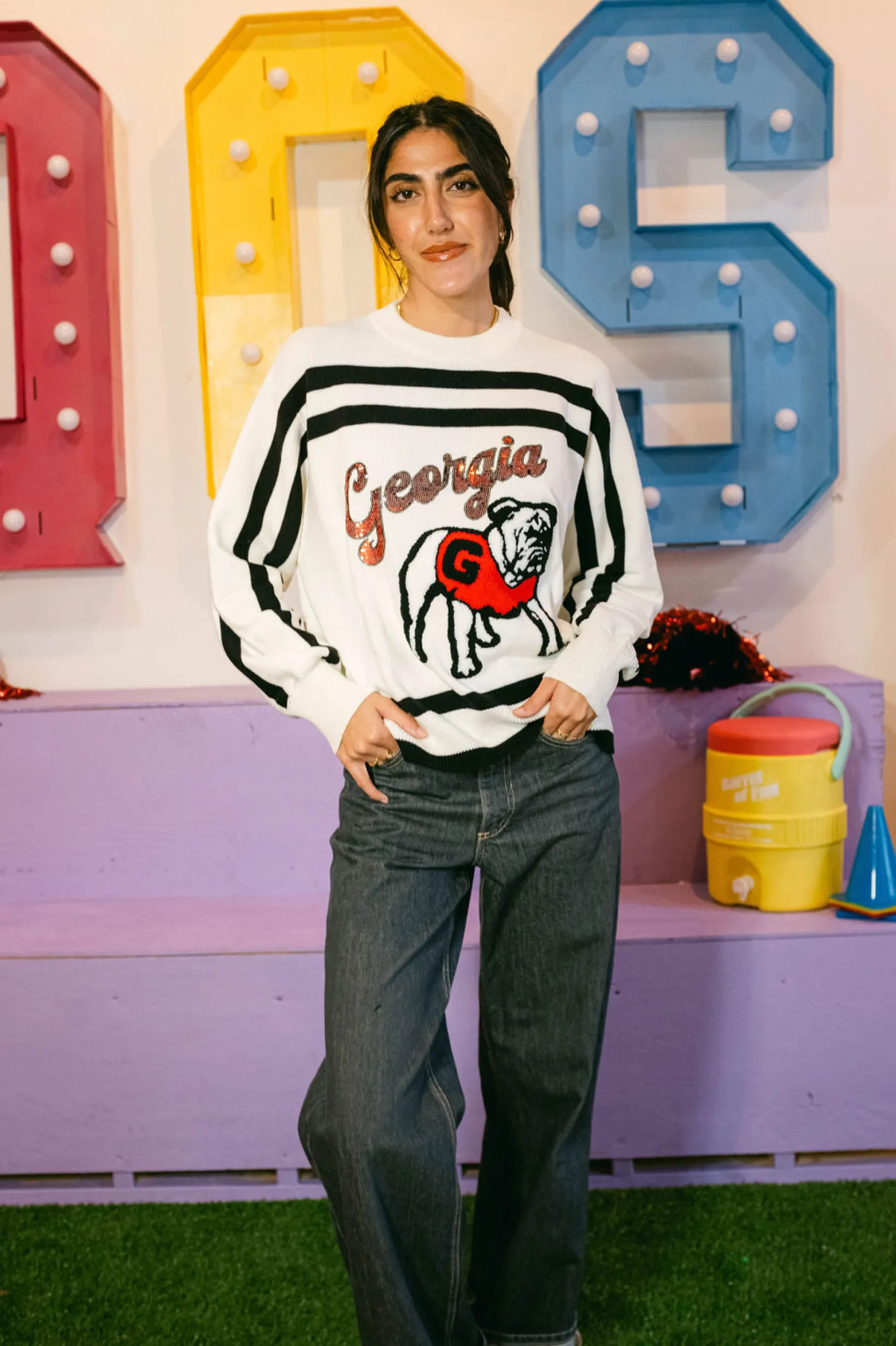 Licensed Stripe 'Georgia' Bulldog Long Sleeve Top