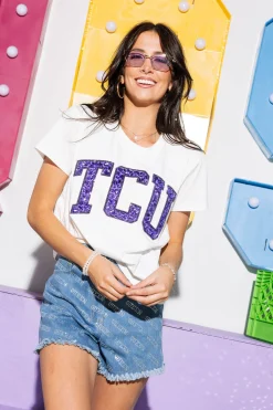 Licensed TCU Jeweled Letter Tee