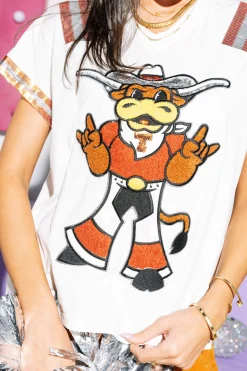 Licensed White & Burnt Orange Texas Longhorn Jersey Tee