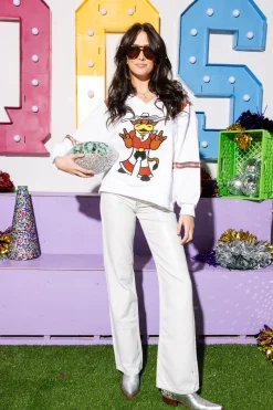 Licensed White & Burnt Orange Texas Longhorn Jersey Sweatshirt