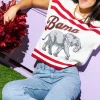Licensed- White & Crimson Bama Striped Short Sleeve Top