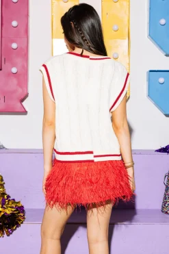 Licensed- White & Crimson Pearl 'OU' V Neck Sweater Vest