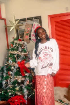 Licensed- White & Red 'Holidays Are Coming' Santa Coca-Cola Sweatshirt