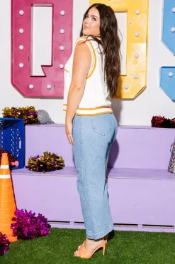 Licensed- White & Tennessee Orange Pearl 'UT' V Neck Sweater Vest