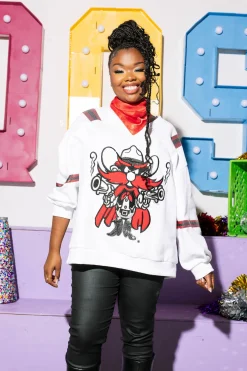 Licensed- White, Black & Red Texas Tech Raider Red Jersey Sweatshirt