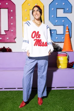 Licensed- White, Blue & Red 'Ole Miss' Jersey Sweatshirt
