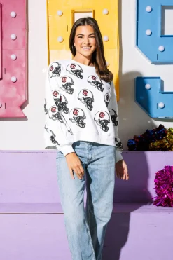 Licensed- White Carolina Helmet Sweatshirt