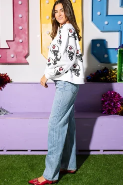 Licensed- White Carolina Helmet Sweatshirt