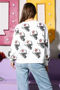 Licensed- White Carolina Helmet Sweatshirt