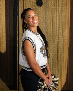 Licensed White Full Sequin Fleur De Lis Sweater Vest