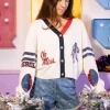 Licensed White, Powder Blue, Navy & Red 'Ole Miss' Cardigan