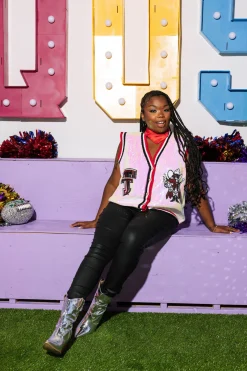 Licensed- White, Red & Black Texas Tech Full Sequin Button Up Sweater Vest