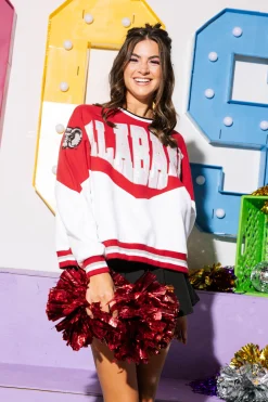 Licensed-Crimson & White Two Tone Holographic 'Alabama' Sweatshirt