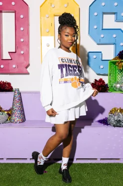 Licensed-Grey 'Clemson Tigers' Vintage Sweatshirt
