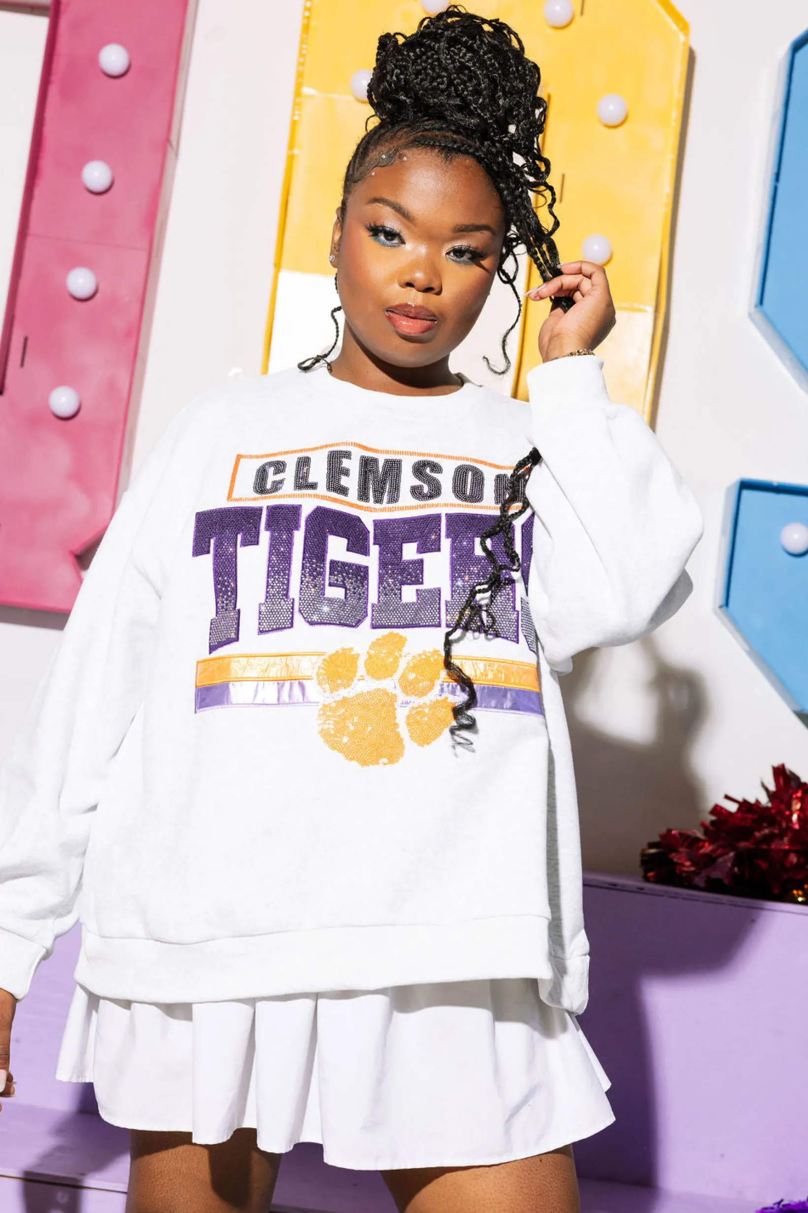 Licensed-Grey 'Clemson Tigers' Vintage Sweatshirt