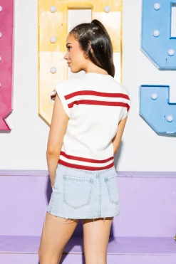 Licensed-Maroon & Gold 'FSU' Striped Short Sleeve Top