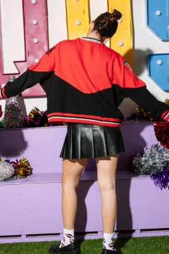 Licensed-Red & Black Two Toned Holographic 'Texas Tech' Sweatshirt