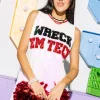 Licensed-White Full Sequin 'Wreck Em Tech' Tank Dress