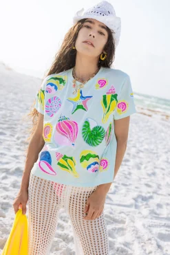 Light Blue Colorblock Shell Tee