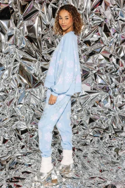 Light Blue Iridescent Snowflake Joggers