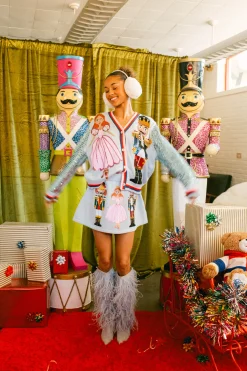 Light Blue Nutcracker & Clara Shard Sequin Sleeve Cardigan