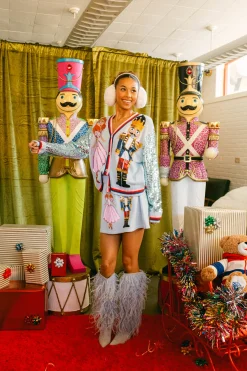 Light Blue Nutcracker & Clara Shard Sequin Sleeve Cardigan