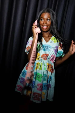 Light Blue Phone Collar Dress