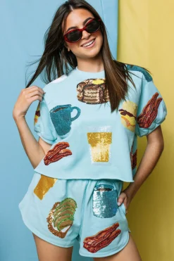 Light Blue Queen of Breakfast Short