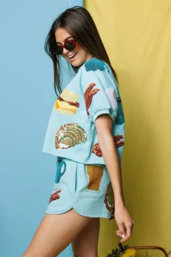 Light Blue Queen of Breakfast Top