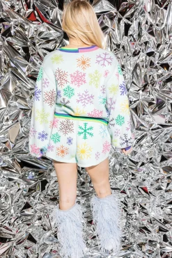 Light Blue Rainbow Snowflake Knit Shorts