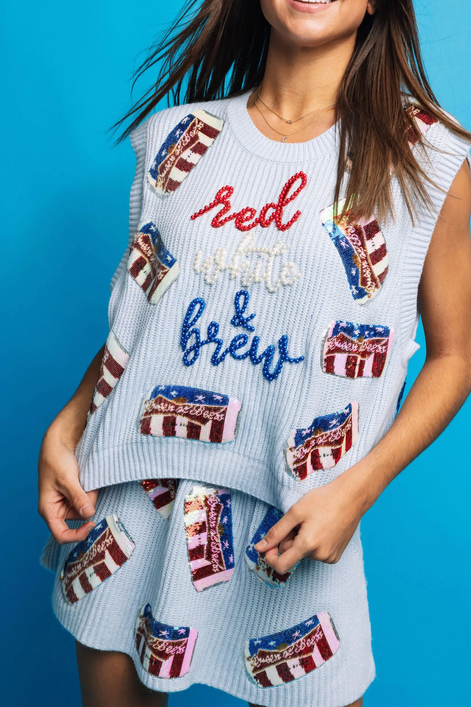 Light Blue 'Red, White & Brew' Sweater Vest