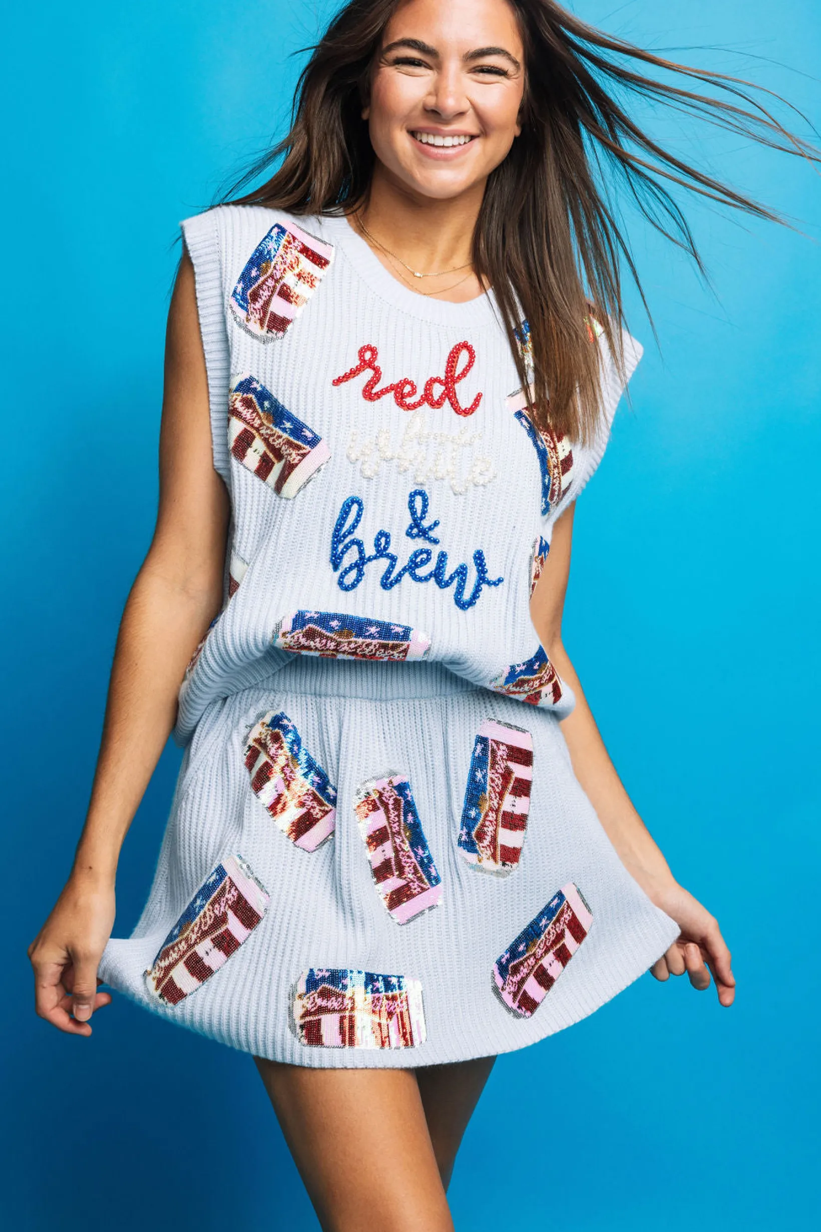 Light Blue 'Red, White & Brew' Sweater Vest