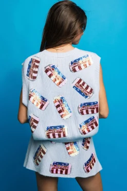 Light Blue 'Red, White & Brew' Sweater Vest