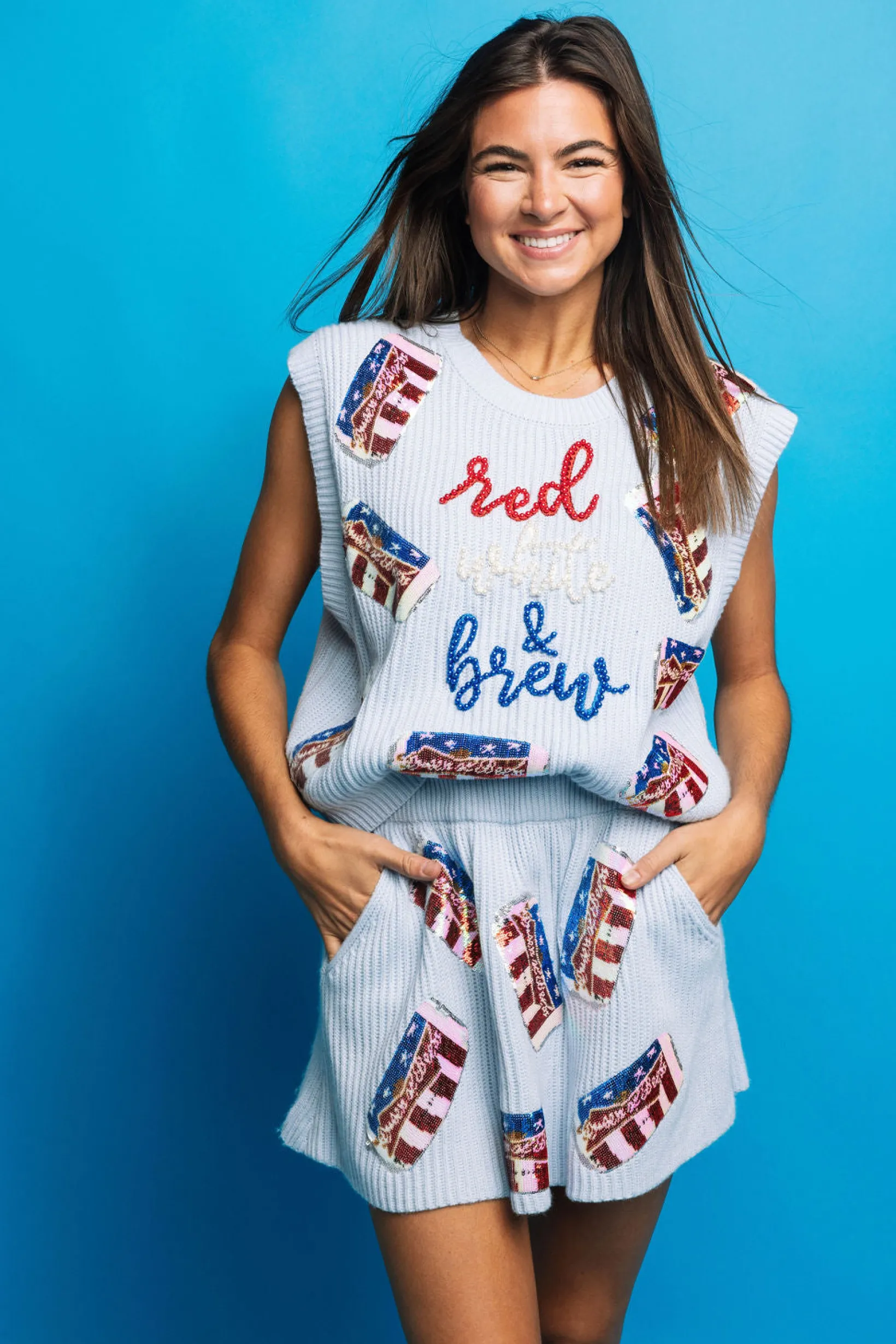 Light Blue 'Red, White & Brew' Sweater Vest